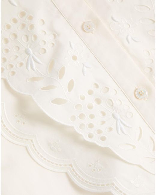Valentino White Embroidered Poplin Shirt Dress