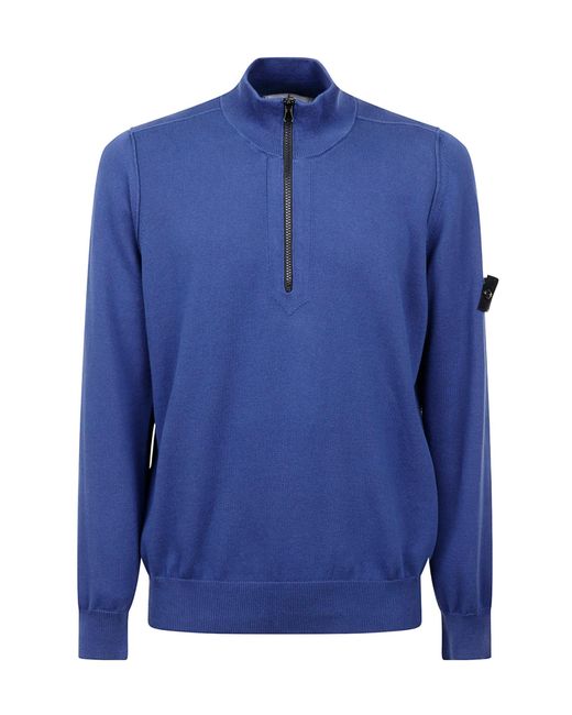 Stone Island Blue Compass Patch Knitted Jumper for men