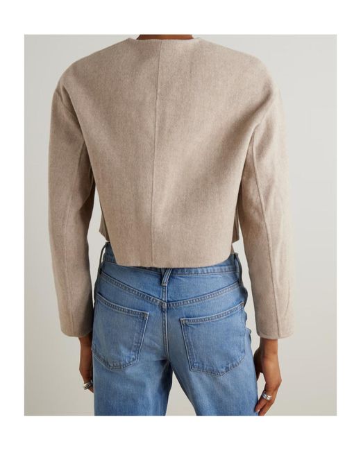 Veronica Beard Natural Philips Cropped Wool-Blend Jacket