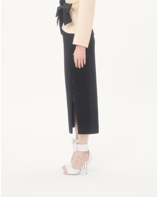 Valentino Black Side Slit Midi Skirt
