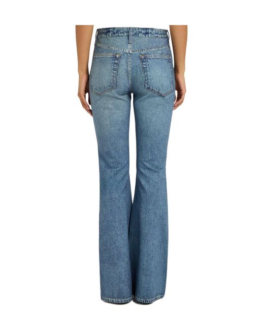 Rag & Bone Blue Denim-Print Flared-Leg Trousers