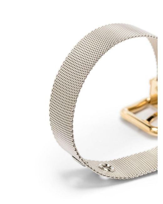 Miu Miu White Two-Tone Buckle Bracelet