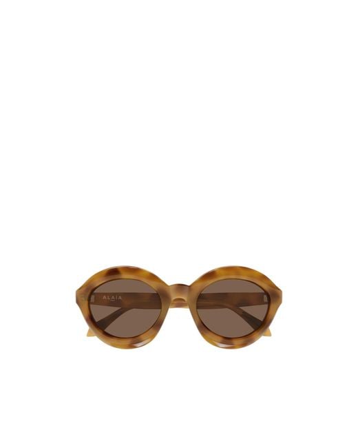 Alaïa Brown Alaïa Oval Frame Sunglasses