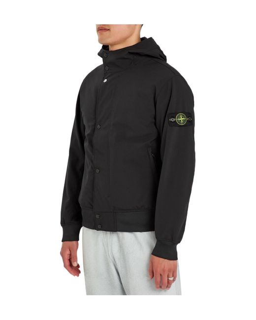 Stone Island Gray Water-Resistant Hooded Soft Shell Jacket for men