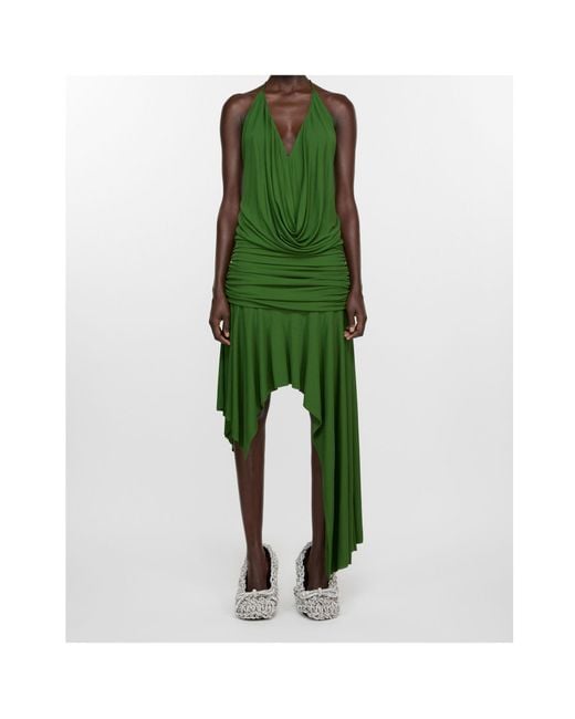 Acne Green Dikata Draped Midi Dress