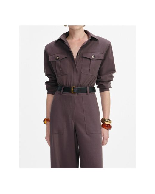 Self-Portrait Purple Belted Pocket Jumpsuit