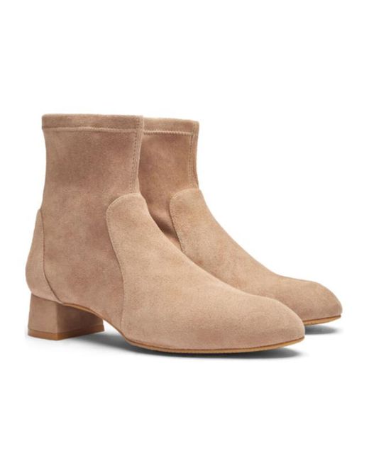 Stuart Weitzman Natural 35Mm Grace Sock Ankle Boots