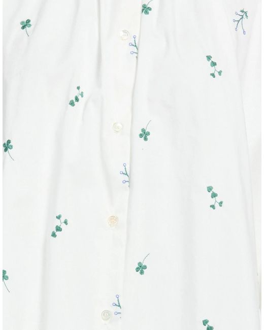 Weekend by Maxmara White Solid Color With Embroidery, Classic Turn-Down Collar, Button