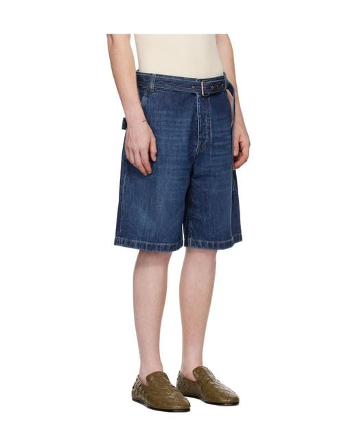 Bottega Veneta Blue Belted Denim Shorts for men