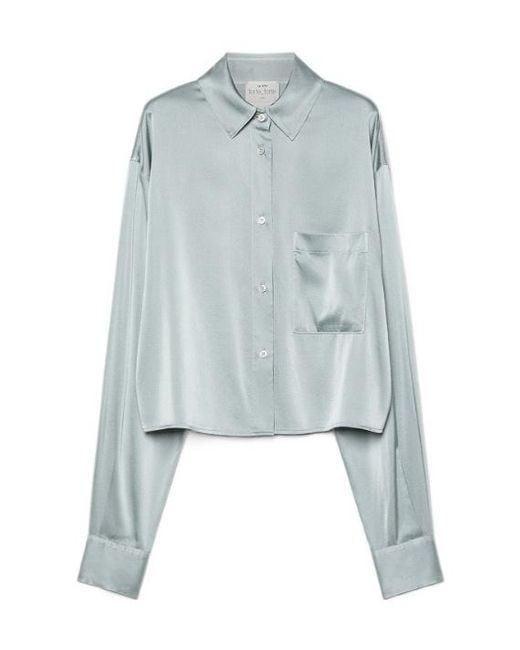 Forte_forte Blue Satin Button-Up Top