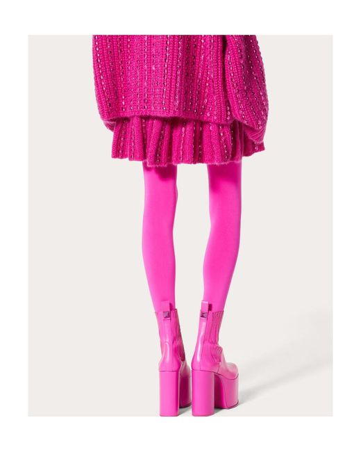 Valentino Pink Flared Hem Knitted Mini Skirt