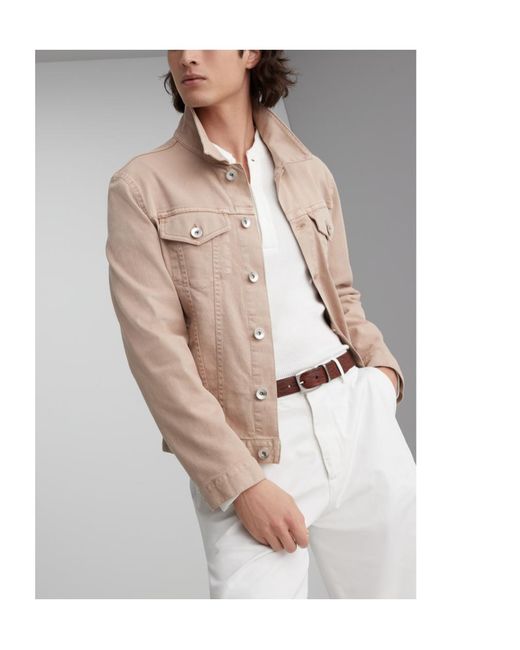 Brunello Cucinelli Natural Buttoned Slim-Fit Denim Jacket for men