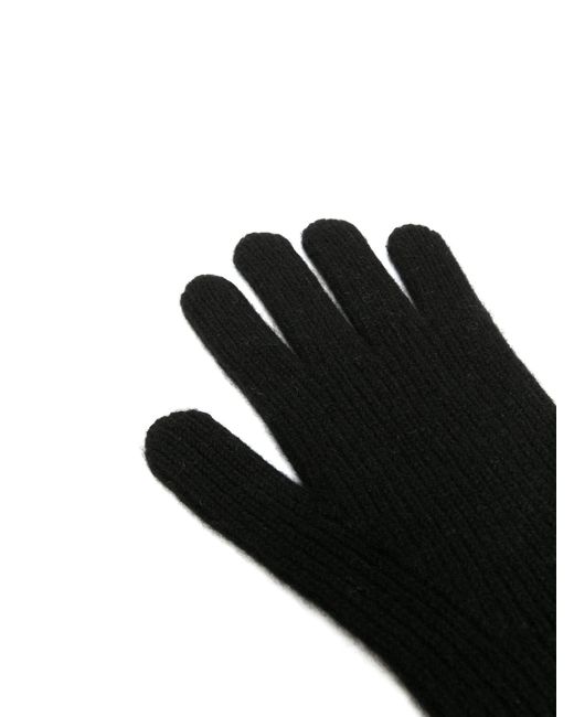 Totême  Black Brushed-Effect Ribbed-Knit Gloves