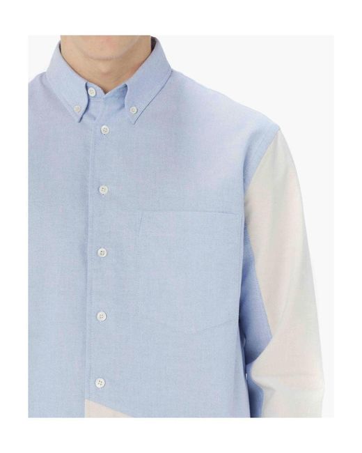 J.W. Anderson Blue Patchwork-Design Button-Down Shirt for men