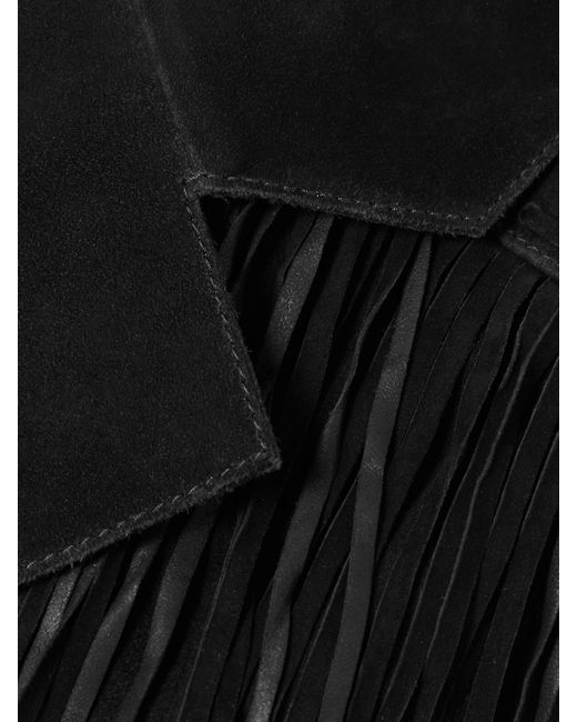 Rixo Black Darragh Fringed Double-Breasted Suede Jacket