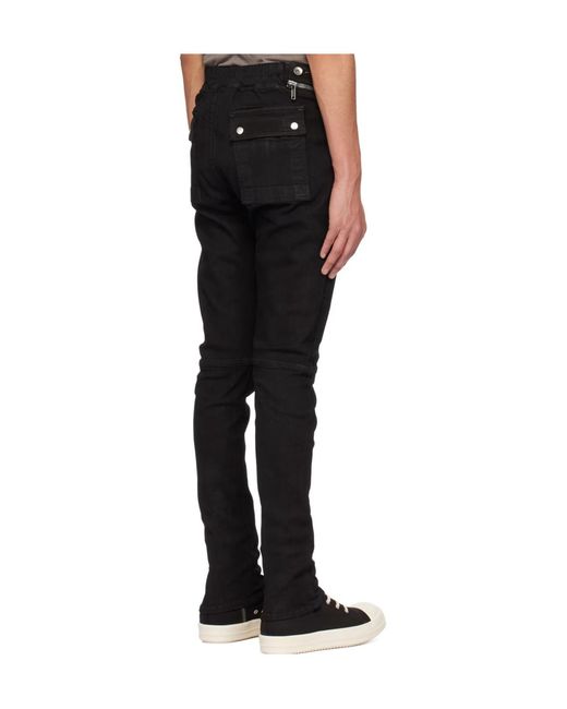 Rick Owens Black Aircut Low-Rise Tapered Jeans for men
