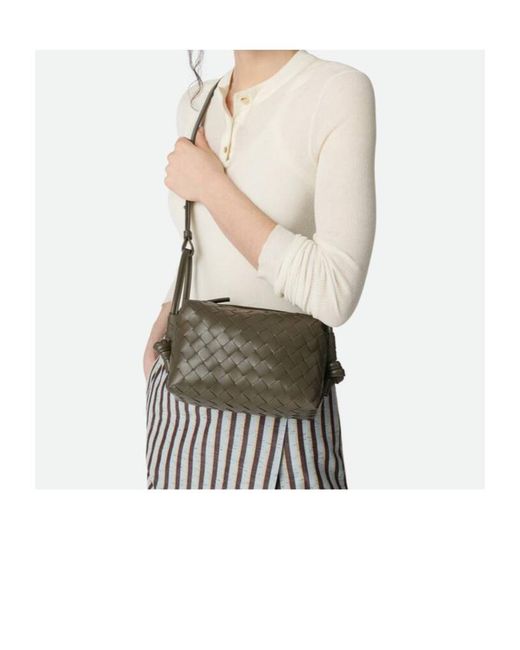 Bottega Veneta Green Small Leather Loop Top-Handle Bag