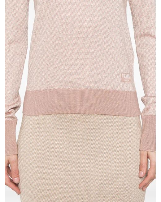 Fendi Pink Textured Knit Pullover