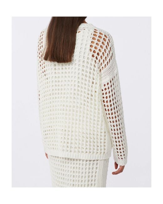 Max Mara White Cotton Open-Knit Sweater