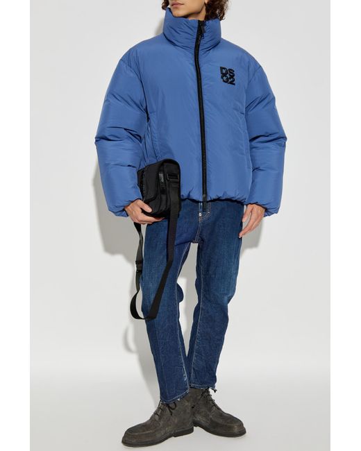 DSquared² Blue Zip-Up High Neck Down Jacket for men