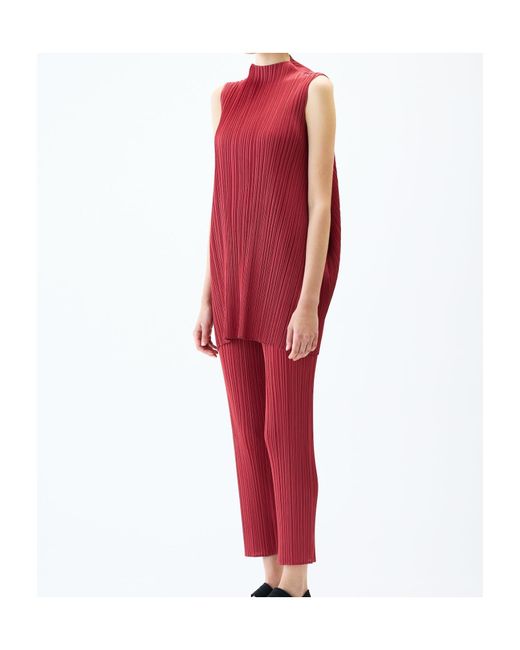 Pleats Please Issey Miyake Red Pleats Please Issey Miyake Pleated Tunic Top