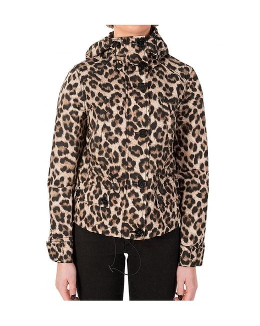 Michael Kors Black Leopard Printed Hooded Coat