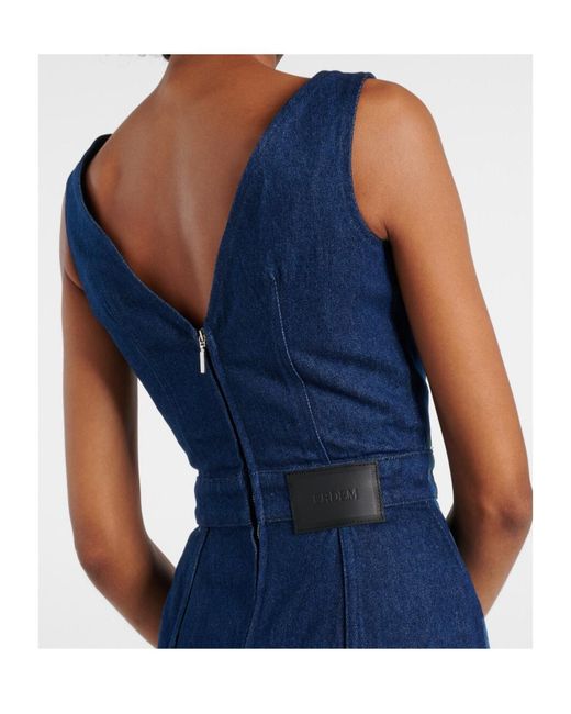Erdem Blue Printed Denim Midi Dress