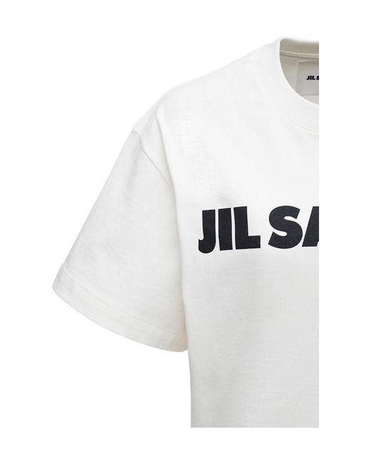 Jil Sander White Logo Printed Jersey T-Shirt