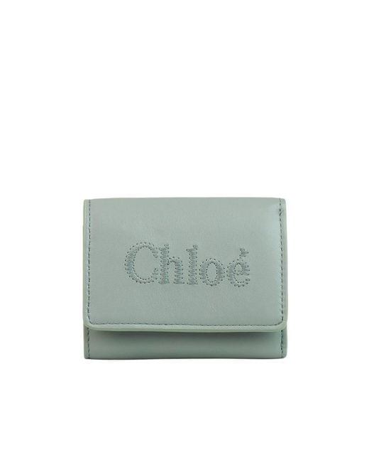 Chloé Green Chloé Sense Mini Trifold Wallet