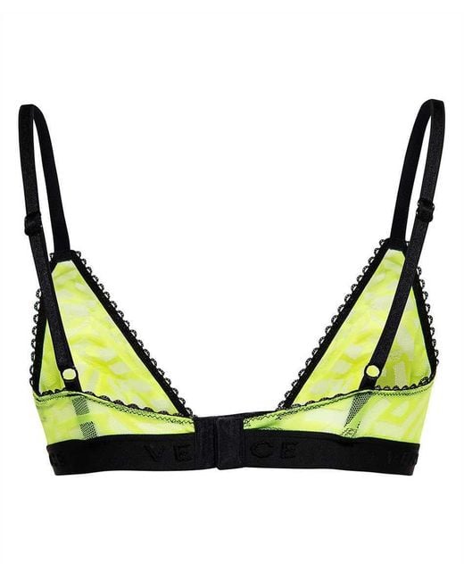 Versace Yellow Greca Pattern Tulle Bralette