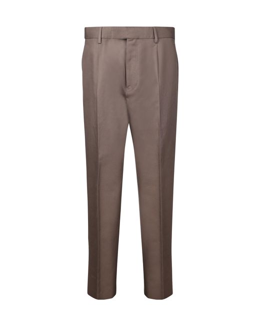 Zegna Brown Tapered-Leg Tailored Trousers for men
