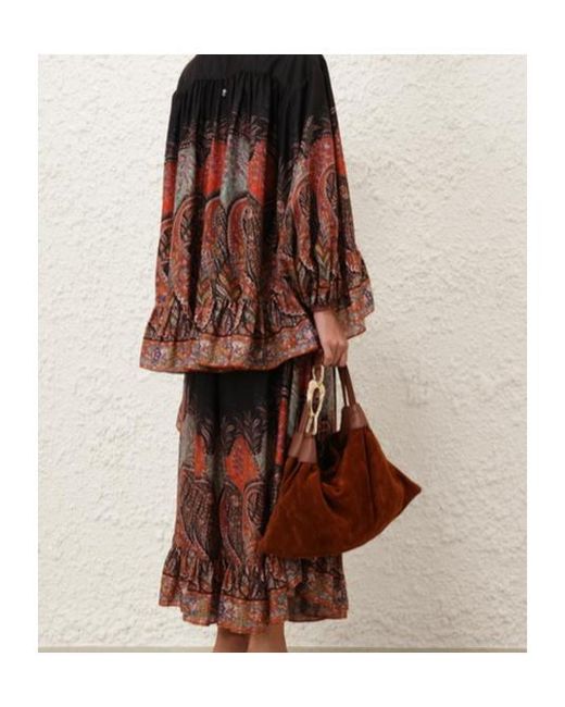 Zimmermann Brown Rhiannon Ruffle Maxi Skirt
