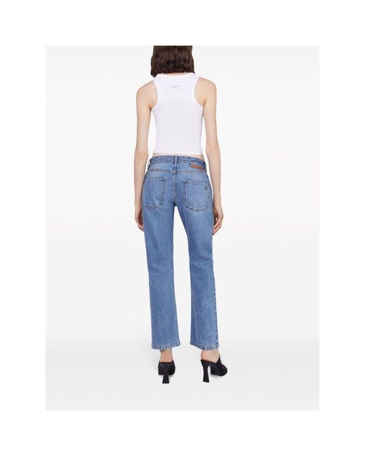 Stella McCartney Blue Low-Rise Logo Patch Jeans