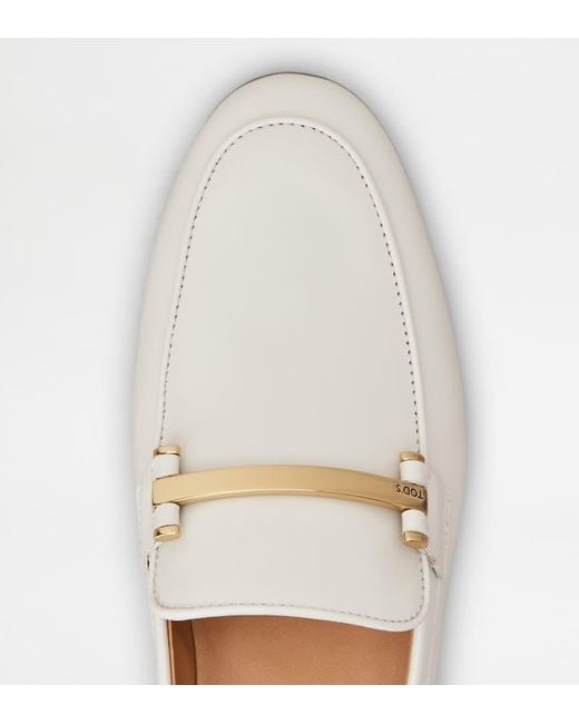 Tod's White Clamp Detailed Slip-On Loafers