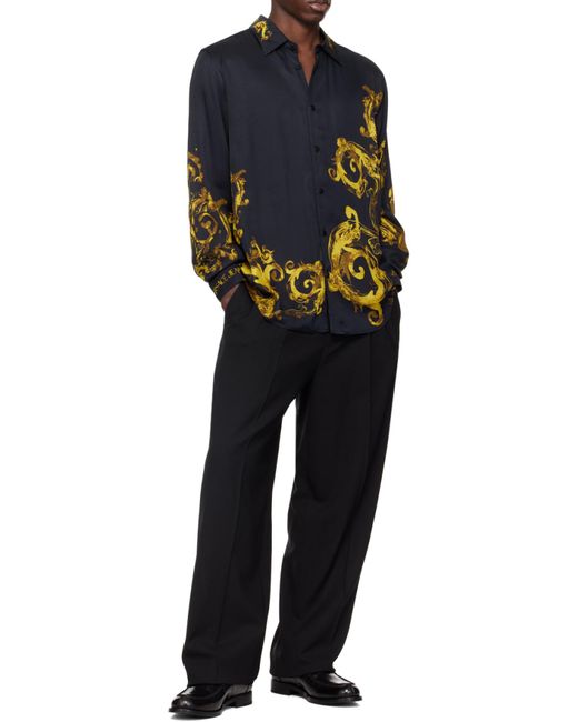 Versace Jeans Black Watercolour Couture-Print Shirt for men