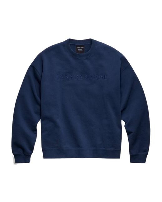 Canada Goose Blue Embroidery Crew Sweatshirt for men