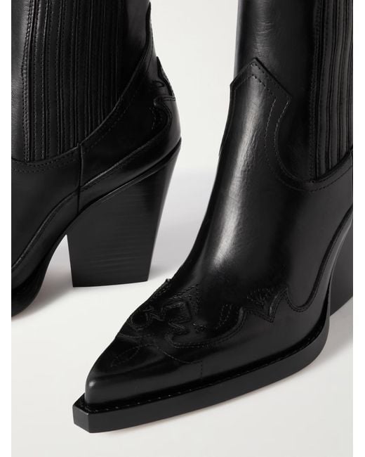 Paris Texas Black Embroidered Leather Pointed-Toe Ankle Boots