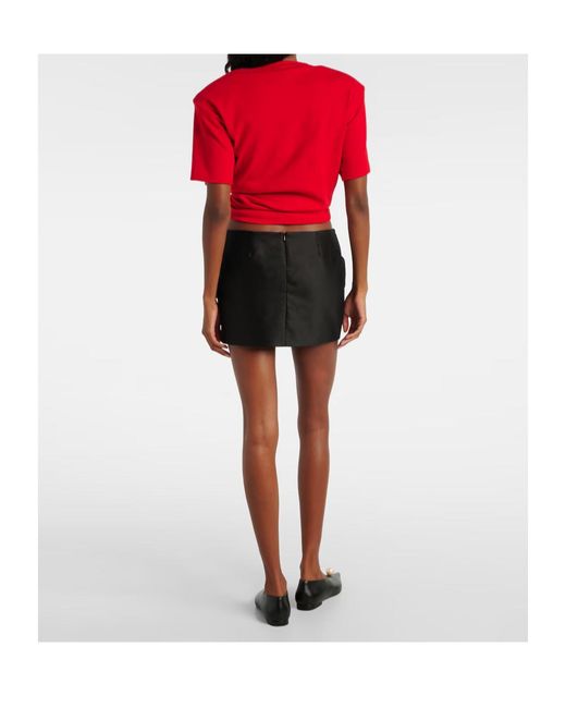 Magda Butrym Black Floral Appliqué Midi Skirt