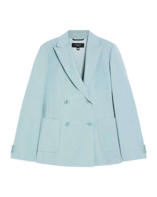 Weekend by Maxmara Blue Nervoso Double-Breasted Tailored Blazer