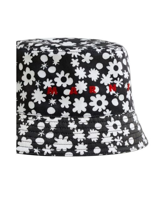 Marni White Pop Fields Motif Bucket Hat for men
