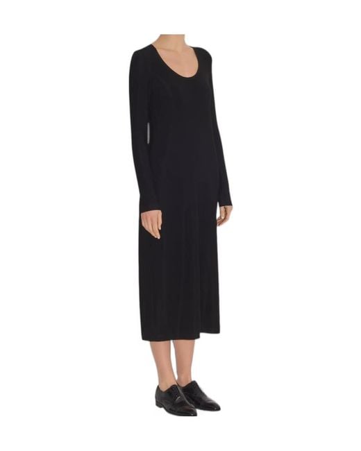Partow Black Tina Crew Neck Long Sleeve Jersey Midi Dress