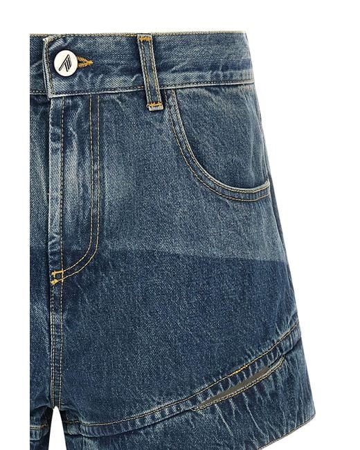 The Attico Blue The Cut-Out Denim Shorts