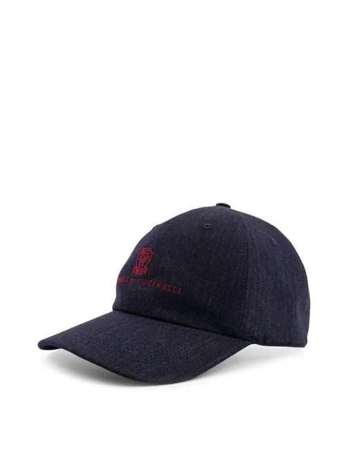 Brunello Cucinelli Blue Logo Baseball Hat for men