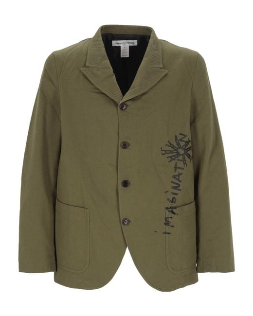 Comme des Garçons Green Long-Sleeved Suit Jacket for men