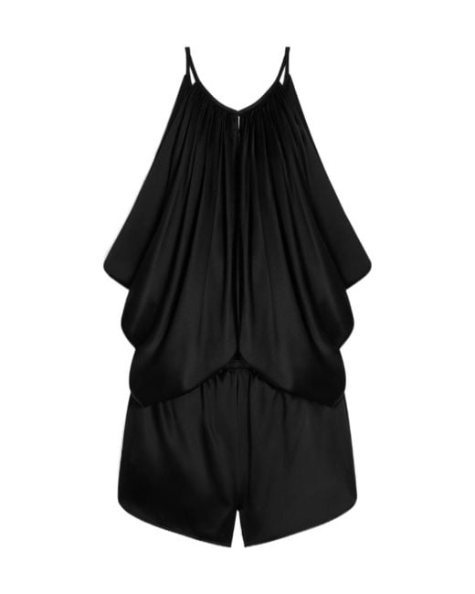 Céline Black Draped Short Jumpsuit