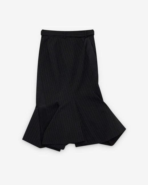 Sacai Black Striped Asymmetric Skirt