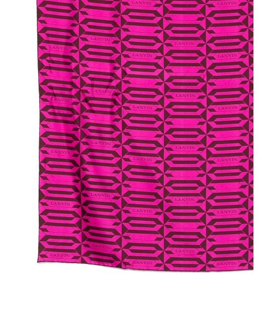 Lanvin Pink Geometric-Pattern Silk Scarf