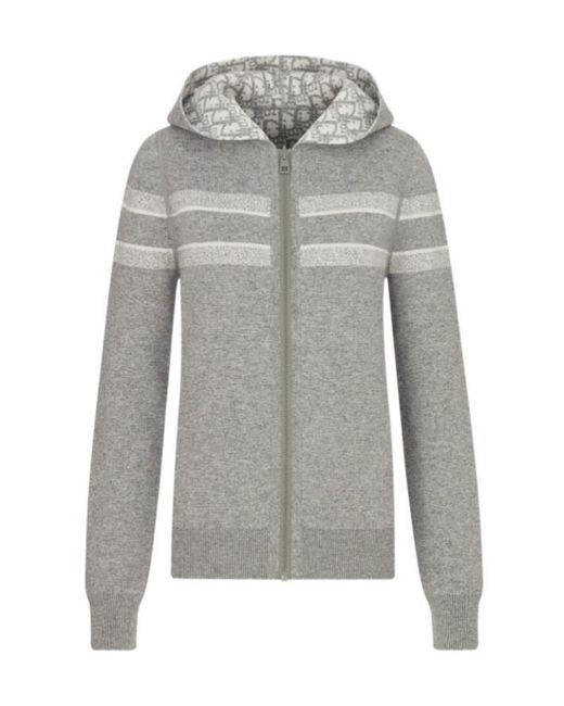 Dior Gray Reversible Zipped Cardigan With Hood