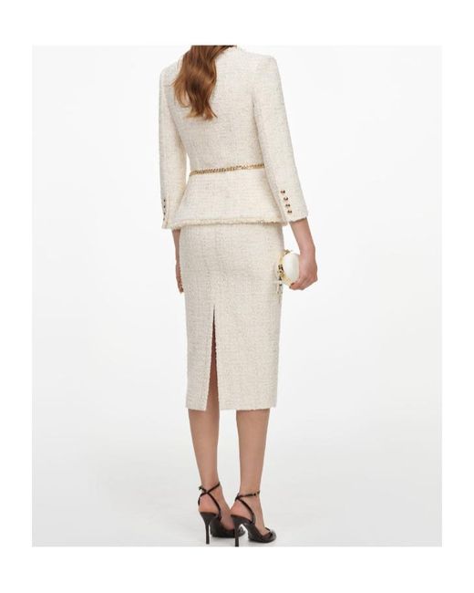 Self-Portrait Natural Bouclé Chain-Melt Midi Skirt And Jacket Set