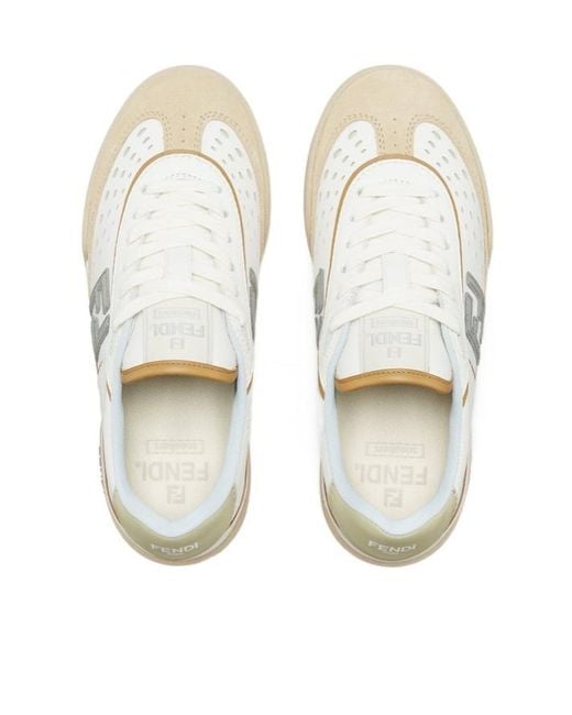Fendi White Match Lace-Up Sneakers